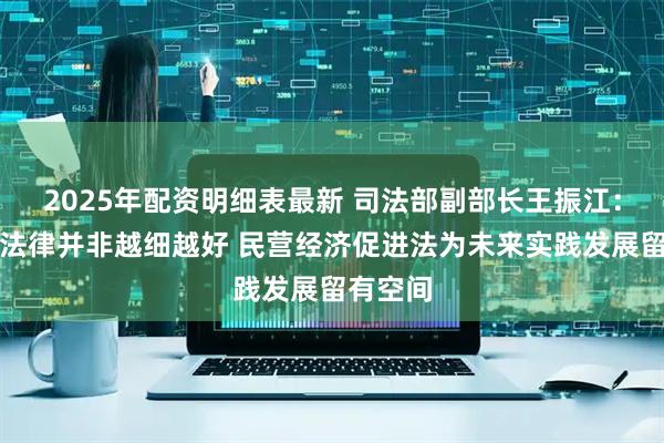 2025年配资明细表最新 司法部副部长王振江：基础性法律并非越细越好 民营经济促进法为未来实践发展留有空间